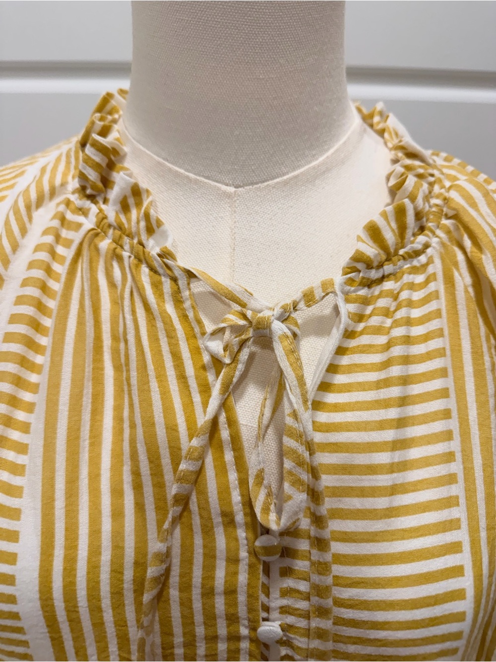 Polagram Yellow and White Striped Tiered Maxi Dress with Tassel Tie - Picture 7 of 8